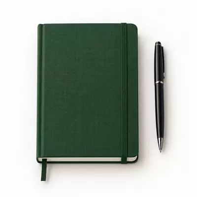 Kumaş Kapaklı Defter ve Kalem